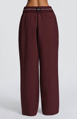 Kirsty Pants - Burgundy Pinstripe Pants Babyboo Fashion Premium Exclusive Design
