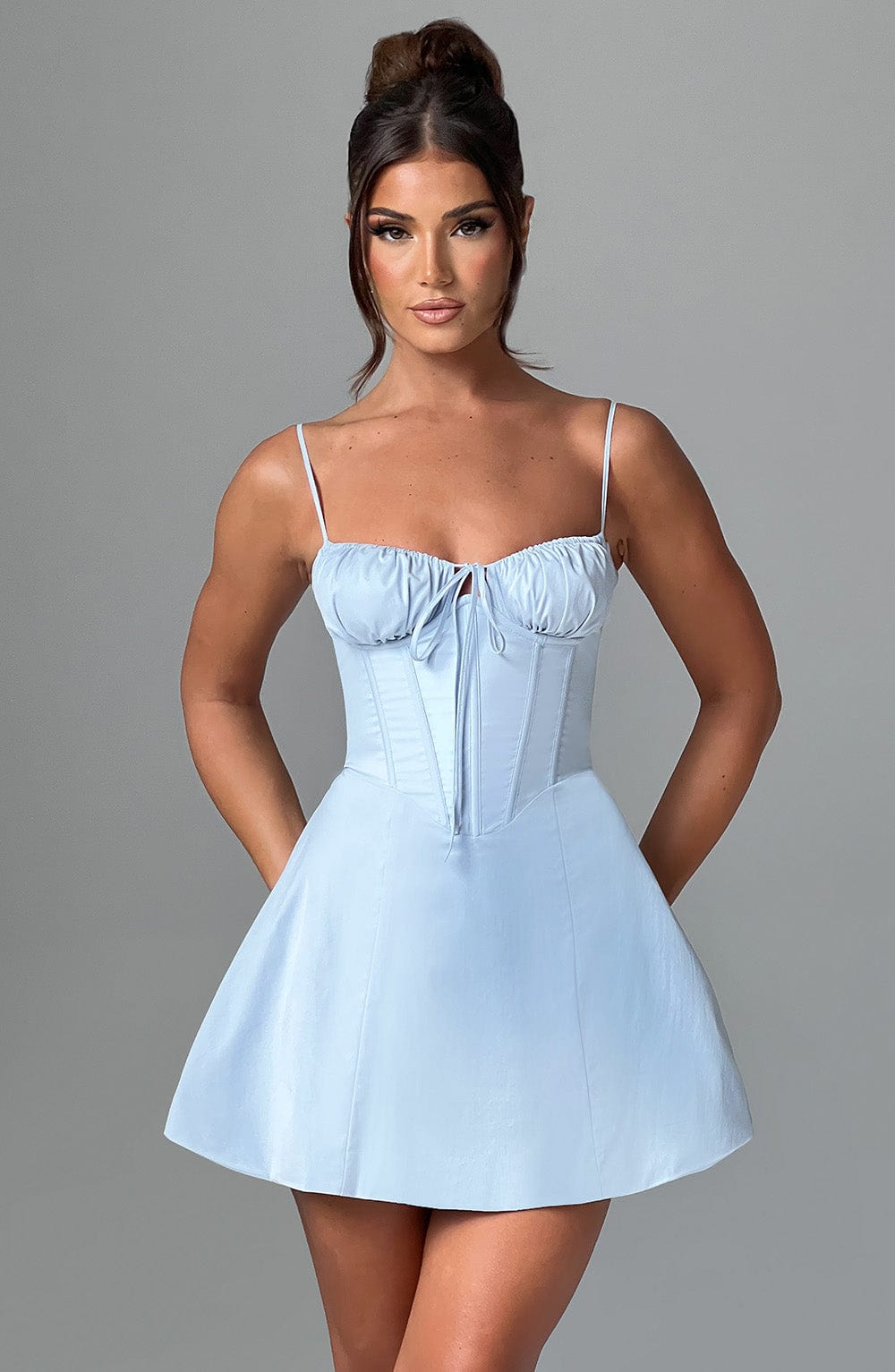 light blue cocktail dress LTP0752,Light prom dresses,spaghetti straps formal gown,a-line sa one-shoulder dress Size:10Y The Timeless Blue Floral