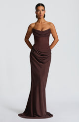 Liora Maxi Dress - Plum Brown Dress Babyboo Fashion Premium Exclusive Design