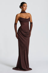 Liora Maxi Dress - Plum Brown Dress Babyboo Fashion Premium Exclusive Design