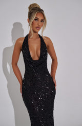 Lorena Maxi Dress - Black Lined Dress Babyboo Fashion Premium Exclusive Design