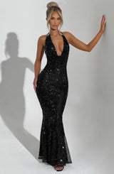 Lorena Maxi Dress - Black Lined Dress Babyboo Fashion Premium Exclusive Design