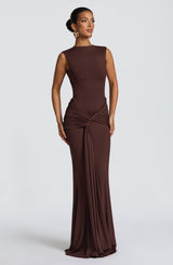 Lorenza Maxi Dress - Plum Brown Dress Babyboo Fashion Premium Exclusive Design