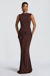 Lorenza Maxi Dress - Plum Brown Dress Babyboo Fashion Premium Exclusive Design