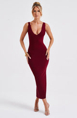 Lucinda Midi Dress - Burgundy Dress Babyboo Fashion Premium Exclusive Design