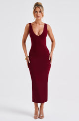 Lucinda Midi Dress - Burgundy Dress Babyboo Fashion Premium Exclusive Design