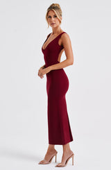 Lucinda Midi Dress - Burgundy Dress Babyboo Fashion Premium Exclusive Design