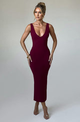 Lucinda Midi Dress - Burgundy Dress Babyboo Fashion Premium Exclusive Design