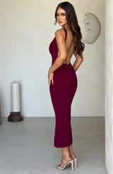 Lucinda Midi Dress - Burgundy Dress Babyboo Fashion Premium Exclusive Design