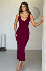 Lucinda Midi Dress - Burgundy Dress Babyboo Fashion Premium Exclusive Design