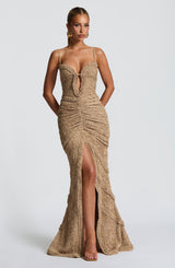 Lysandra Maxi Dress - Beige Dress Babyboo Fashion Premium Exclusive Design