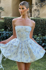 Maeve Mini Dress - Blue Ditsy Print Dress Babyboo Fashion Premium Exclusive Design