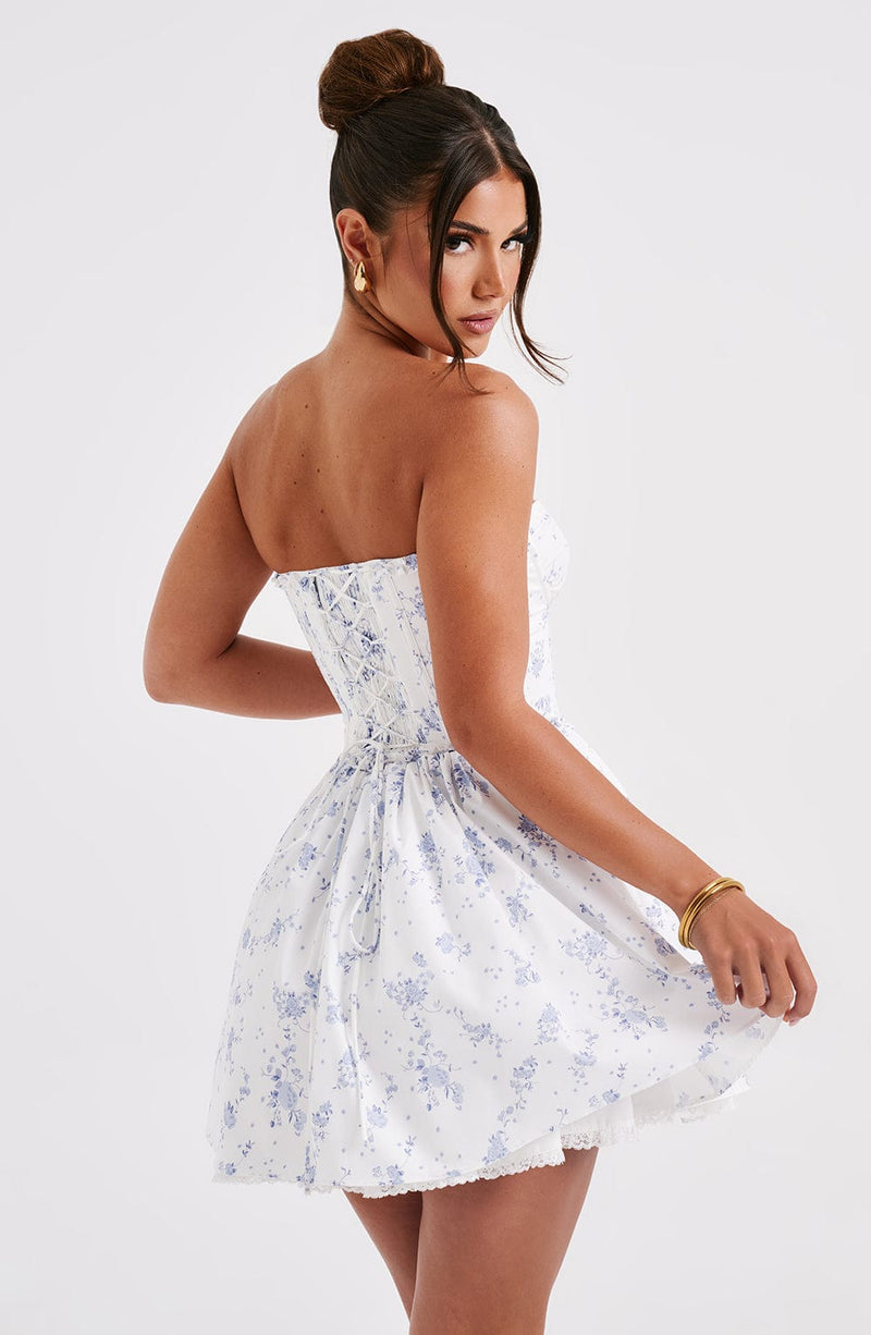 Maeve Mini Dress - Blue Ditsy Print Dress Babyboo Fashion Premium Exclusive Design