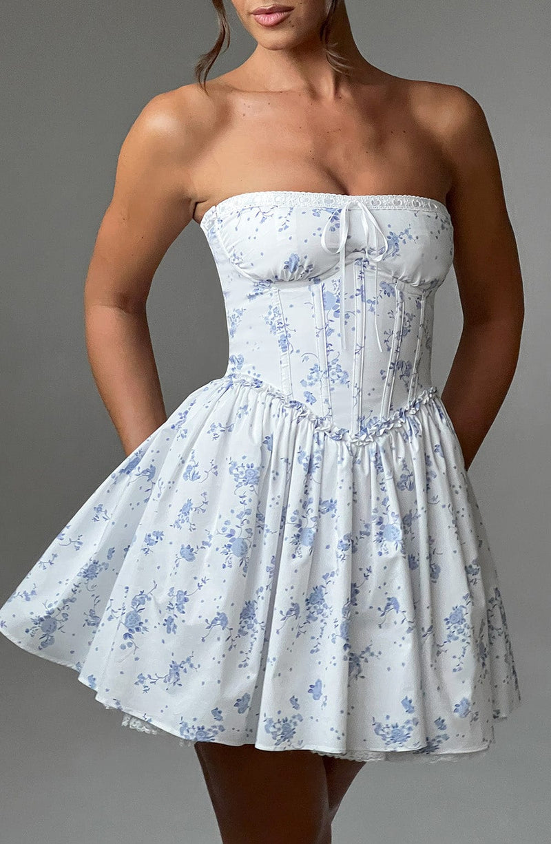 Maeve Mini Dress - Blue Ditsy Print Dress Babyboo Fashion Premium Exclusive Design