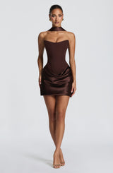 Maggie Mini Dress - Plum Brown Dress Babyboo Fashion Premium Exclusive Design