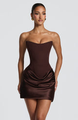 Maggie Mini Dress - Plum Brown Dress Babyboo Fashion Premium Exclusive Design
