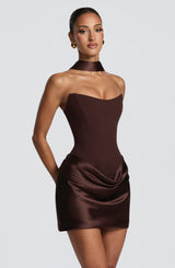 Maggie Mini Dress - Plum Brown Dress Babyboo Fashion Premium Exclusive Design