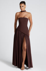 Maliyah Maxi Dress - Plum Brown Dress Babyboo Fashion Premium Exclusive Design