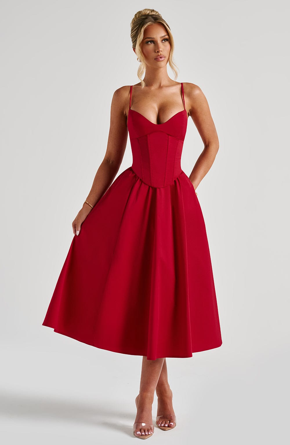Babyboo Mariella Midi Dress in Red Size XS
