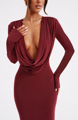 Martina Maxi Dress - Burgundy Dress Babyboo Fashion Premium Exclusive Design