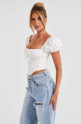 Matilda Corset - Blush Floral Print Tops Babyboo Fashion Premium Exclusive Design
