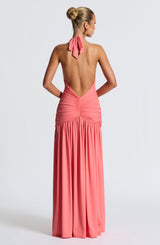 Melania Maxi Dress - Coral Pink Dress Babyboo Fashion Premium Exclusive Design