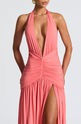 Melania Maxi Dress - Coral Pink Dress Babyboo Fashion Premium Exclusive Design