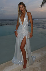 Melania Maxi Dress - Silver Dress Babyboo Fashion Premium Exclusive Design