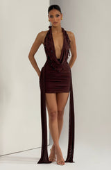 Melona Mini Dress - Plum Brown Dress Babyboo Fashion Premium Exclusive Design