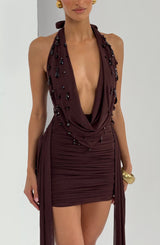 Melona Mini Dress - Plum Brown Dress Babyboo Fashion Premium Exclusive Design