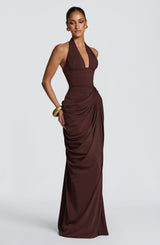 Minette Maxi Dress - Plum Brown Dress Babyboo Fashion Premium Exclusive Design