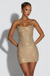 Mirabella Mini Dress - Gold Dress XS Babyboo Fashion Premium Exclusive Design