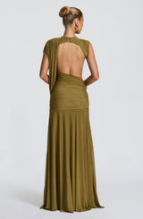 Mireya Maxi Dress - Deep Olive Dress Babyboo Fashion Premium Exclusive Design