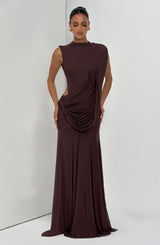 Mireya Maxi Dress - Plum Brown Dress Babyboo Fashion Premium Exclusive Design