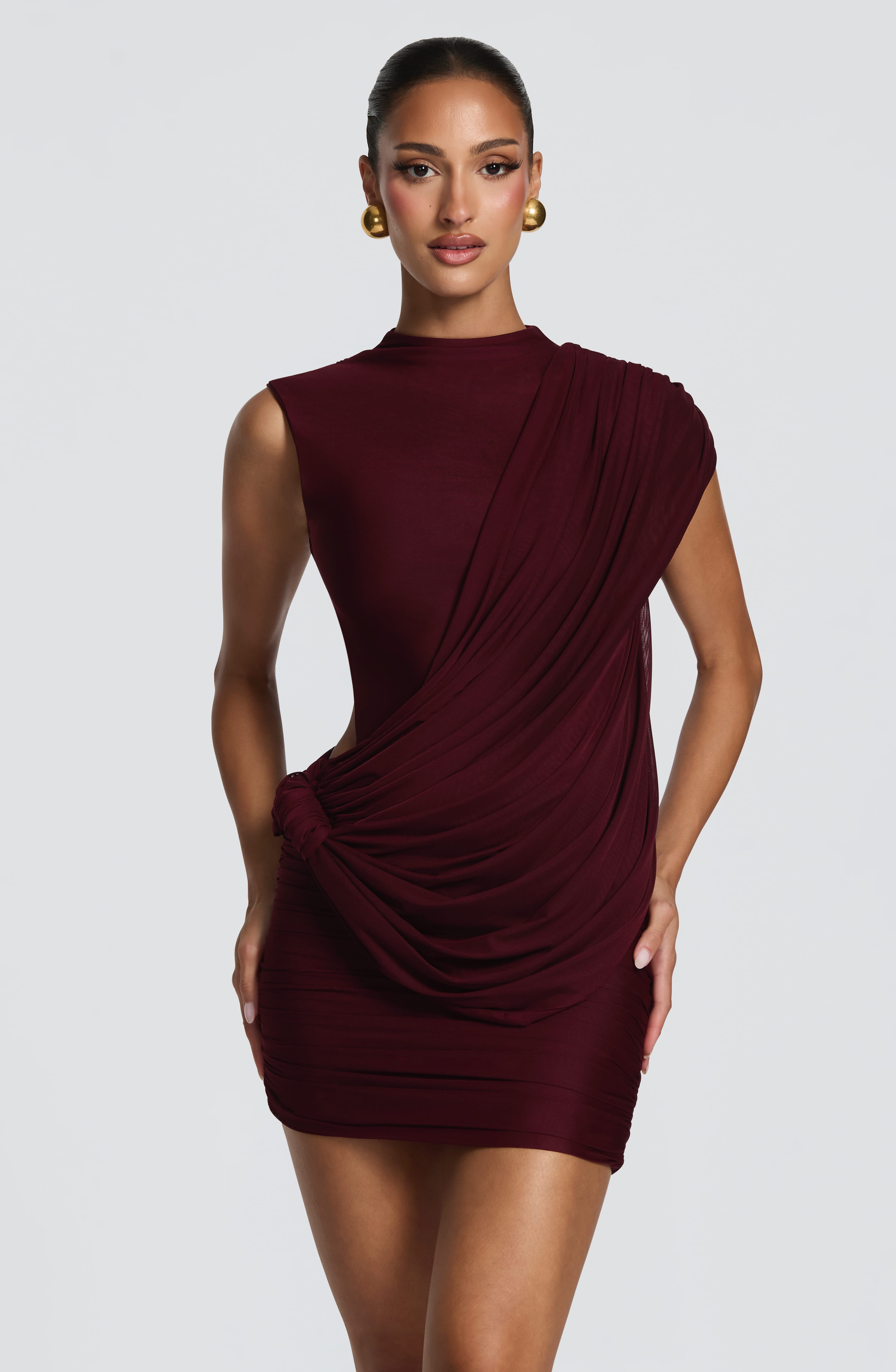 marla mini dress cherry lacquer Babyboo Mireya in Size XS Color:LIGHT GREY MULTI bardot neckline and elasticated Summer Occasion Where Did the Fashionable