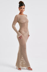 Moana Maxi Dress - Beige Dress Babyboo Fashion Premium Exclusive Design