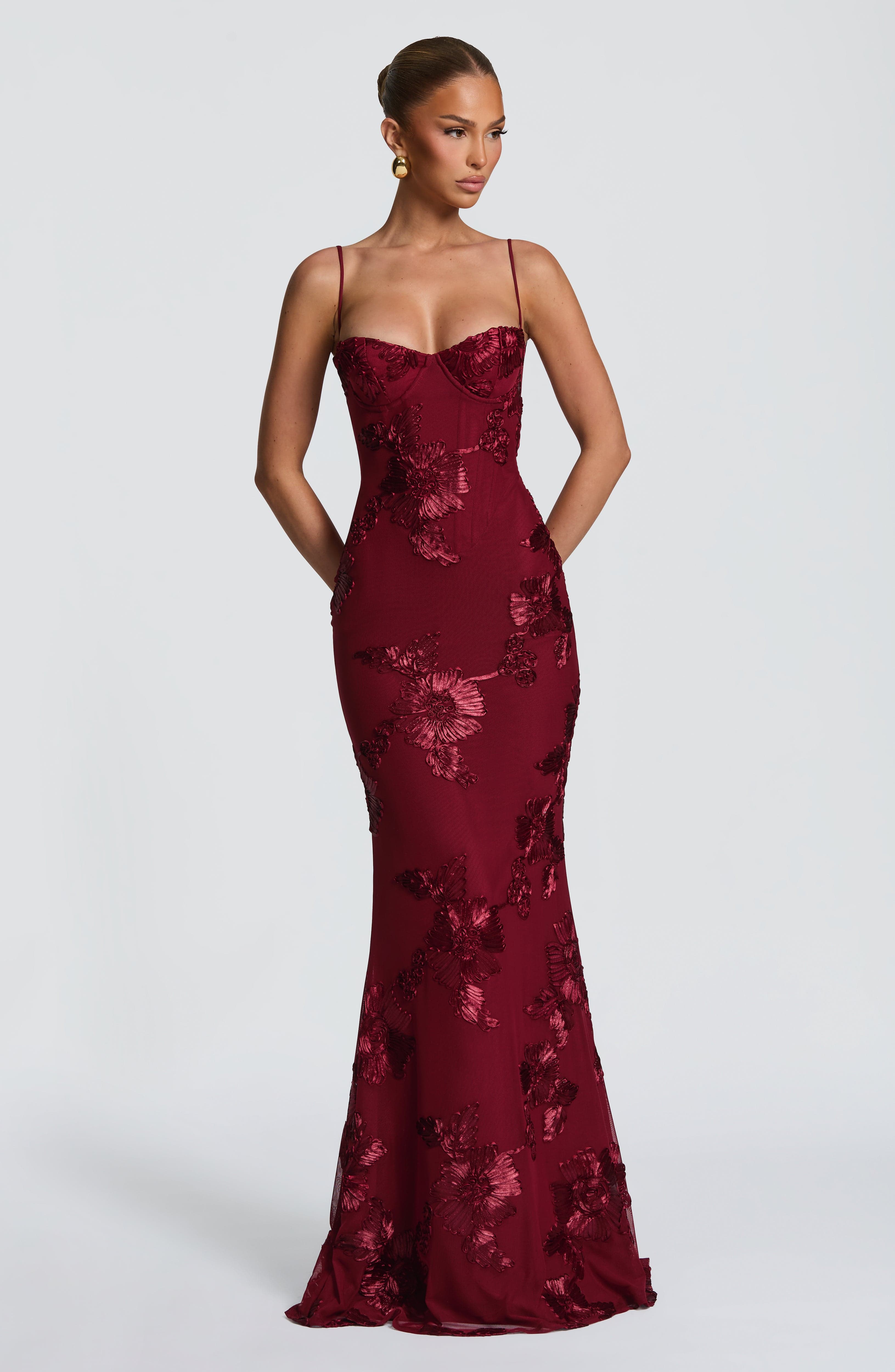 Burgundy Maxi Dress - Nefertiti Maxi Dress by Babyboo Fashion Burgundy Maxi Dress - Nefertiti Maxi Dress by Babyboo Fashion