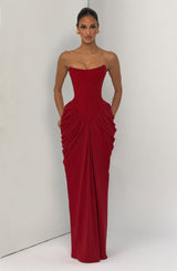 Noura Maxi Dress - Deep Red Dress Babyboo Fashion Premium Exclusive Design