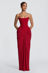 Noura Maxi Dress - Deep Red Dress Babyboo Fashion Premium Exclusive Design