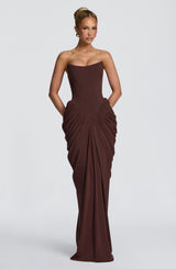 Noura Maxi Dress - Plum Brown Dress Babyboo Fashion Premium Exclusive Design