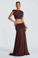 Paige Maxi Skirt - Plum Brown Skirt Babyboo Fashion Premium Exclusive Design