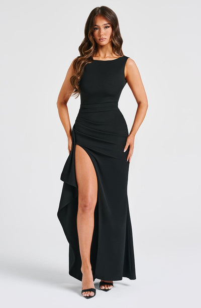 Shop Formal Dress - Pandora Maxi Dress - Black fourth image