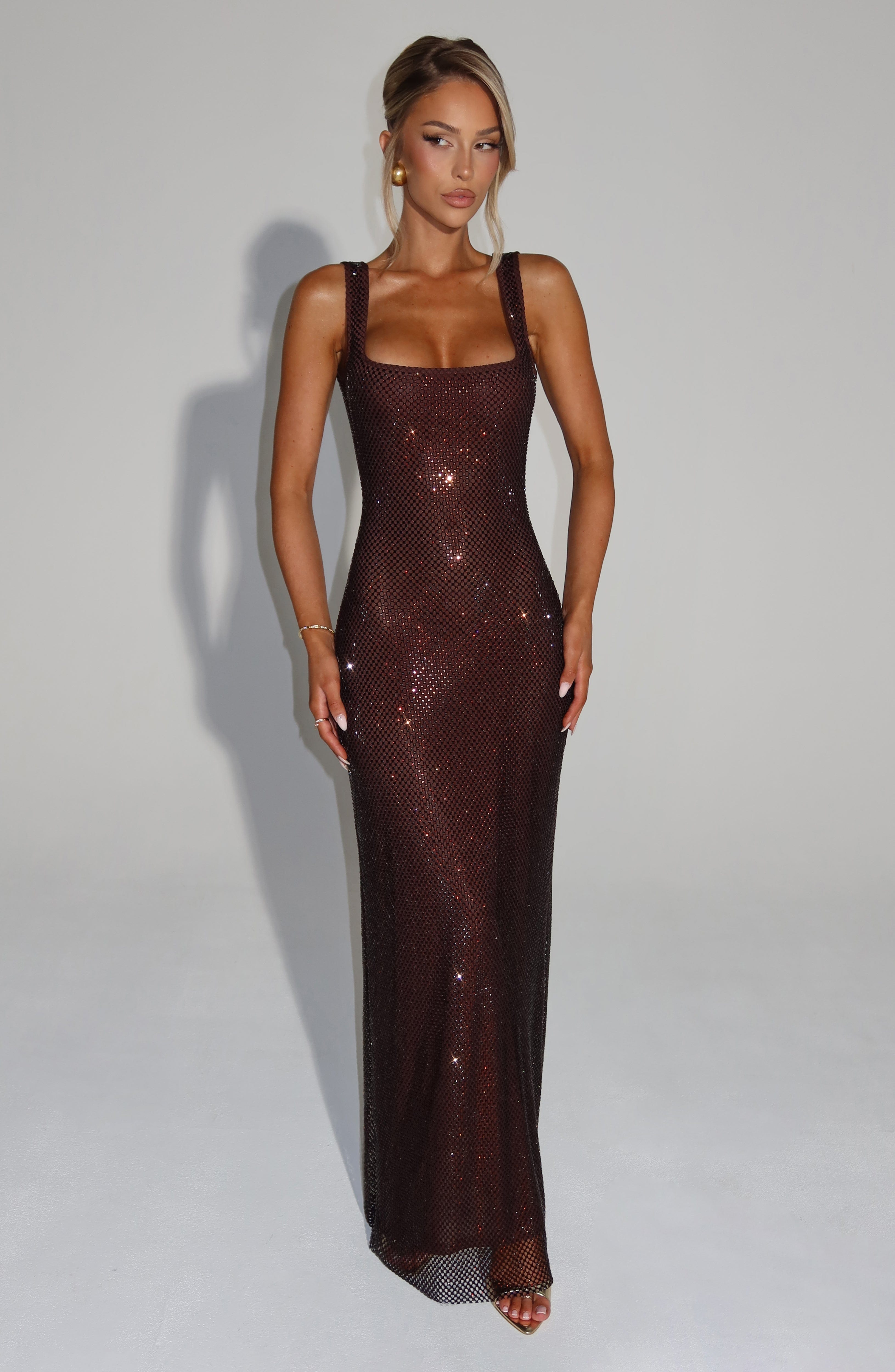 Babyboo Petra Maxi Dress in Plum Brown Size L