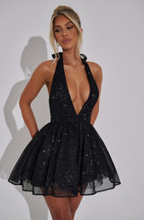 Pippa Mini Dress - Black Sparkle Dress Babyboo Fashion Premium Exclusive Design