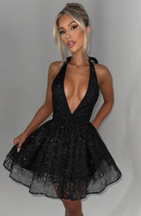 Pippa Mini Dress - Black Sparkle Dress Babyboo Fashion Premium Exclusive Design