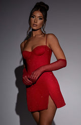 Pixie Mini Dress - Red Sparkle Dress Babyboo Fashion Premium Exclusive Design