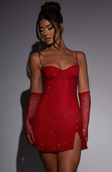 Pixie Mini Dress - Red Sparkle Dress Babyboo Fashion Premium Exclusive Design