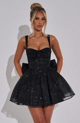 Polly Mini Dress - Black Sparkle Dress Babyboo Fashion Premium Exclusive Design