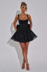 Polly Mini Dress - Black Sparkle Dress Babyboo Fashion Premium Exclusive Design
