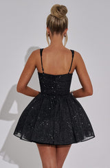 Polly Mini Dress - Black Sparkle Dress Babyboo Fashion Premium Exclusive Design